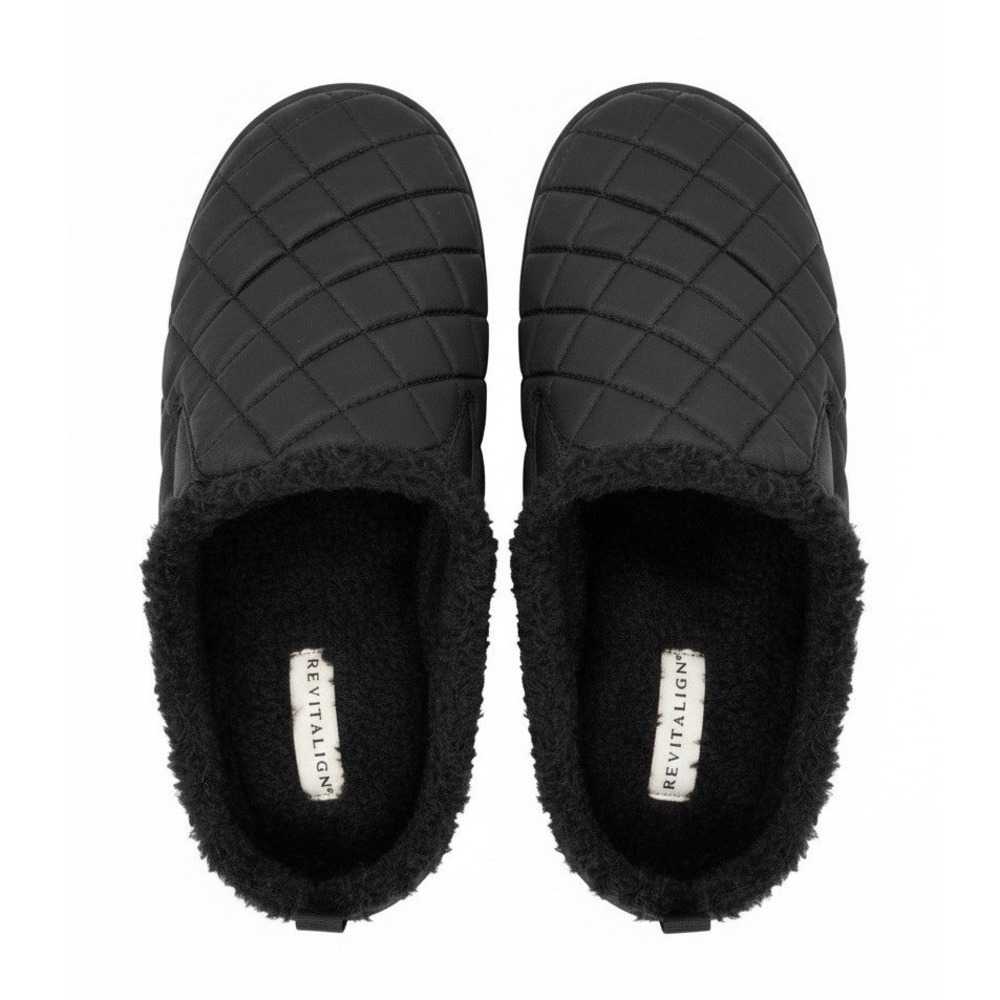 Waco Shoe Mens Dr Nick Slippers Black Quilted Faux Fur‎ Lined Mules, 11 Wide NEW